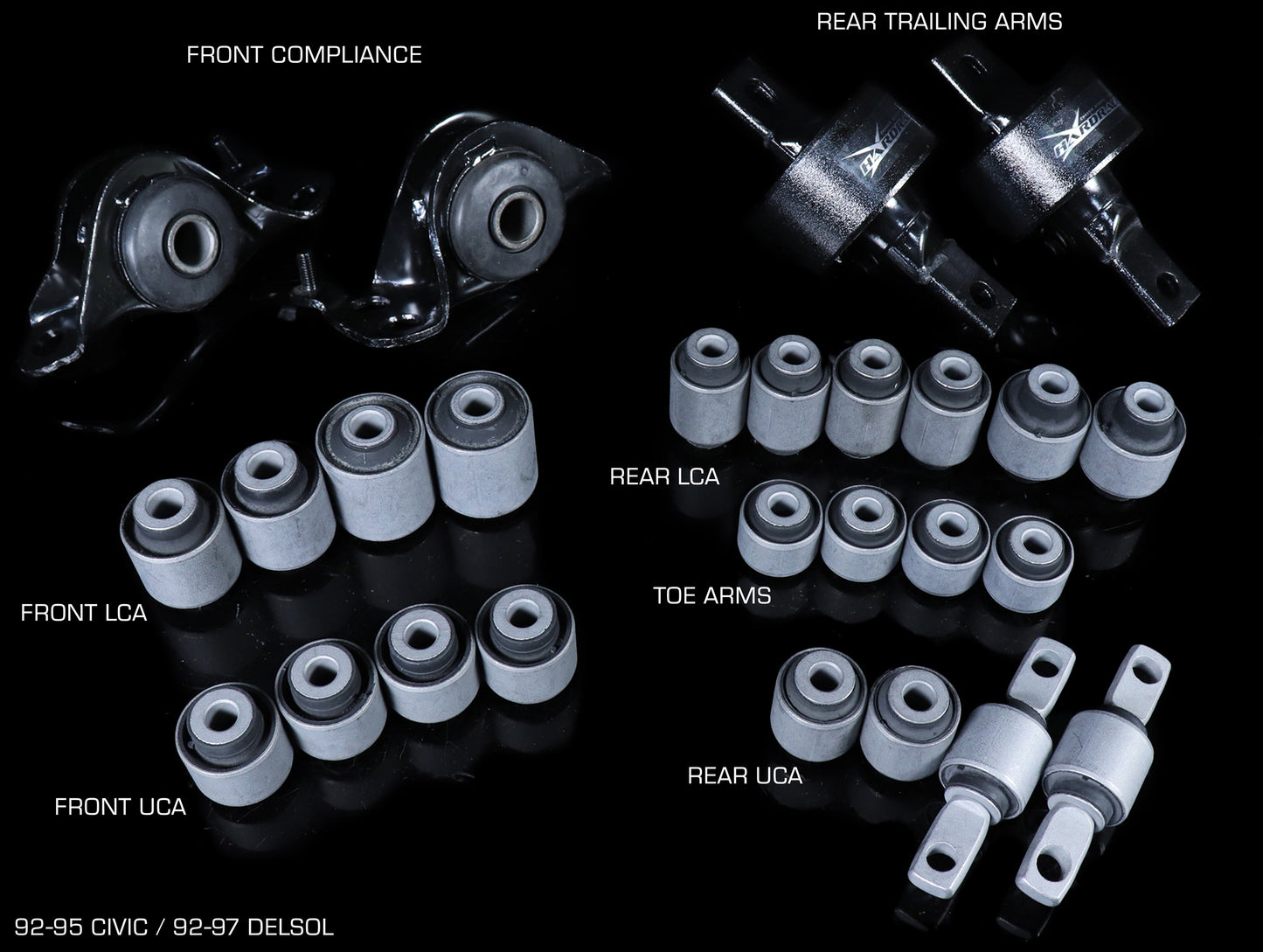 Hardrace Hard Rubber Bushing Set - 92-95 Civic / 94-01 Integra