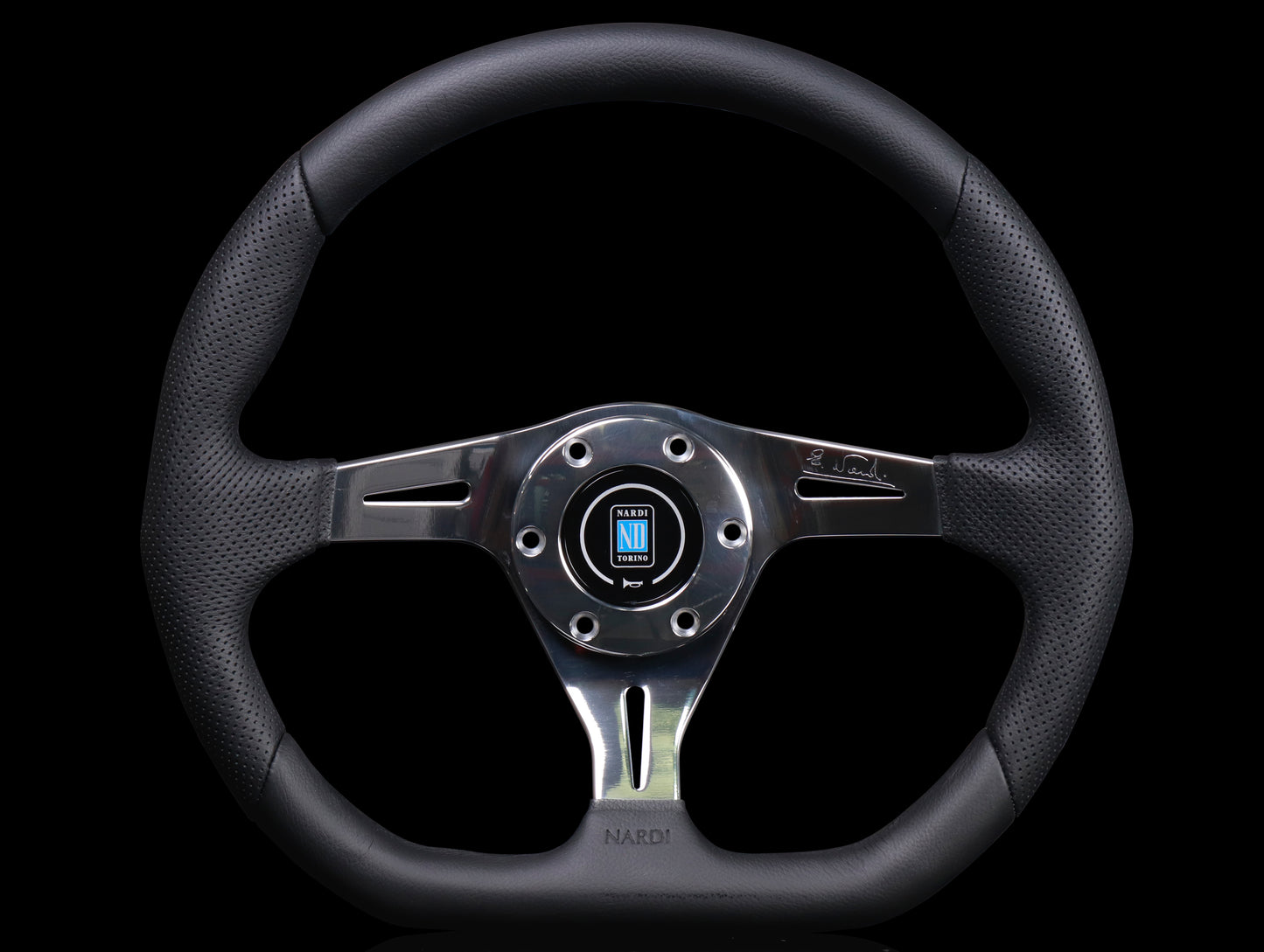 Nardi Basic Kallista 350mm Steering Wheel - Black Leather / Polished Spokes