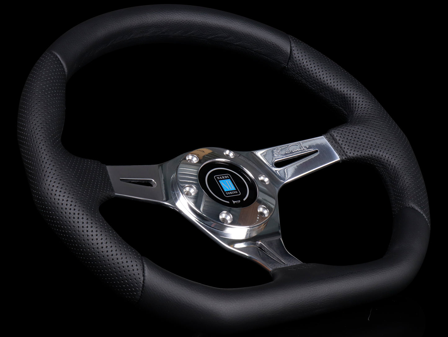 Nardi Basic Kallista 350mm Steering Wheel - Black Leather / Polished Spokes
