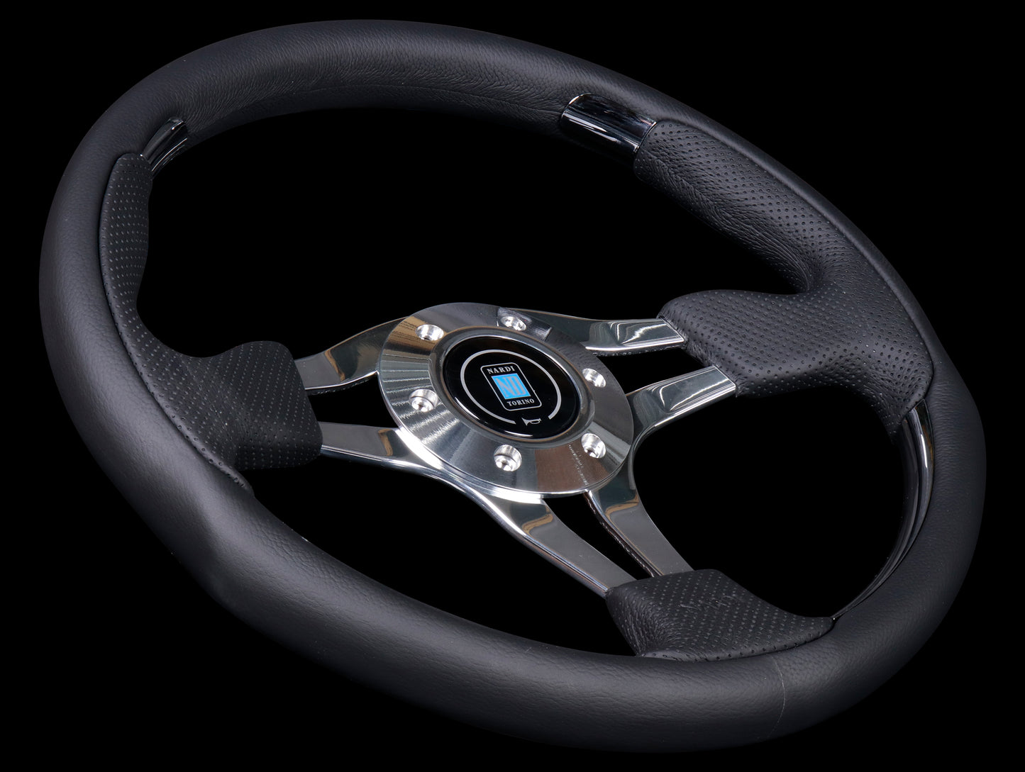 Nardi ND4 Metal 350mm Black Leather Wheel w/Polished Spokes (Open Box)