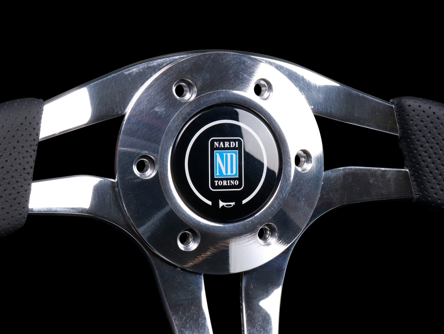 Nardi ND4 Metal 350mm Black Leather Wheel w/Polished Spokes (Open Box)