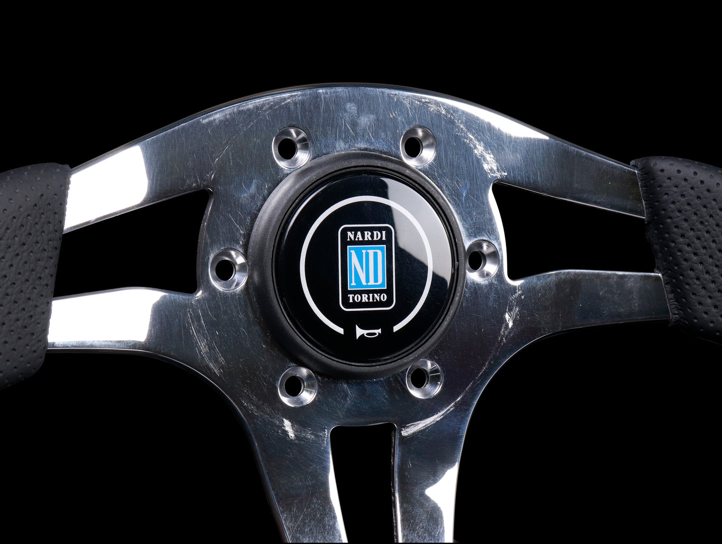 Nardi ND4 Metal 350mm Black Leather Wheel w/Polished Spokes (Open Box)