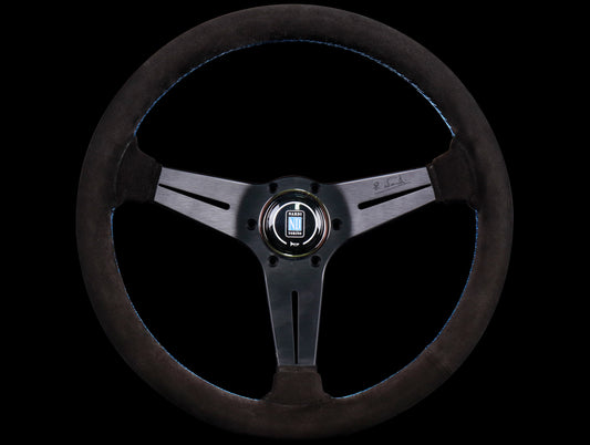 Nardi Sport Rally Deep Corn 350mm Steering Wheel - Black Suede / Blue Stitch