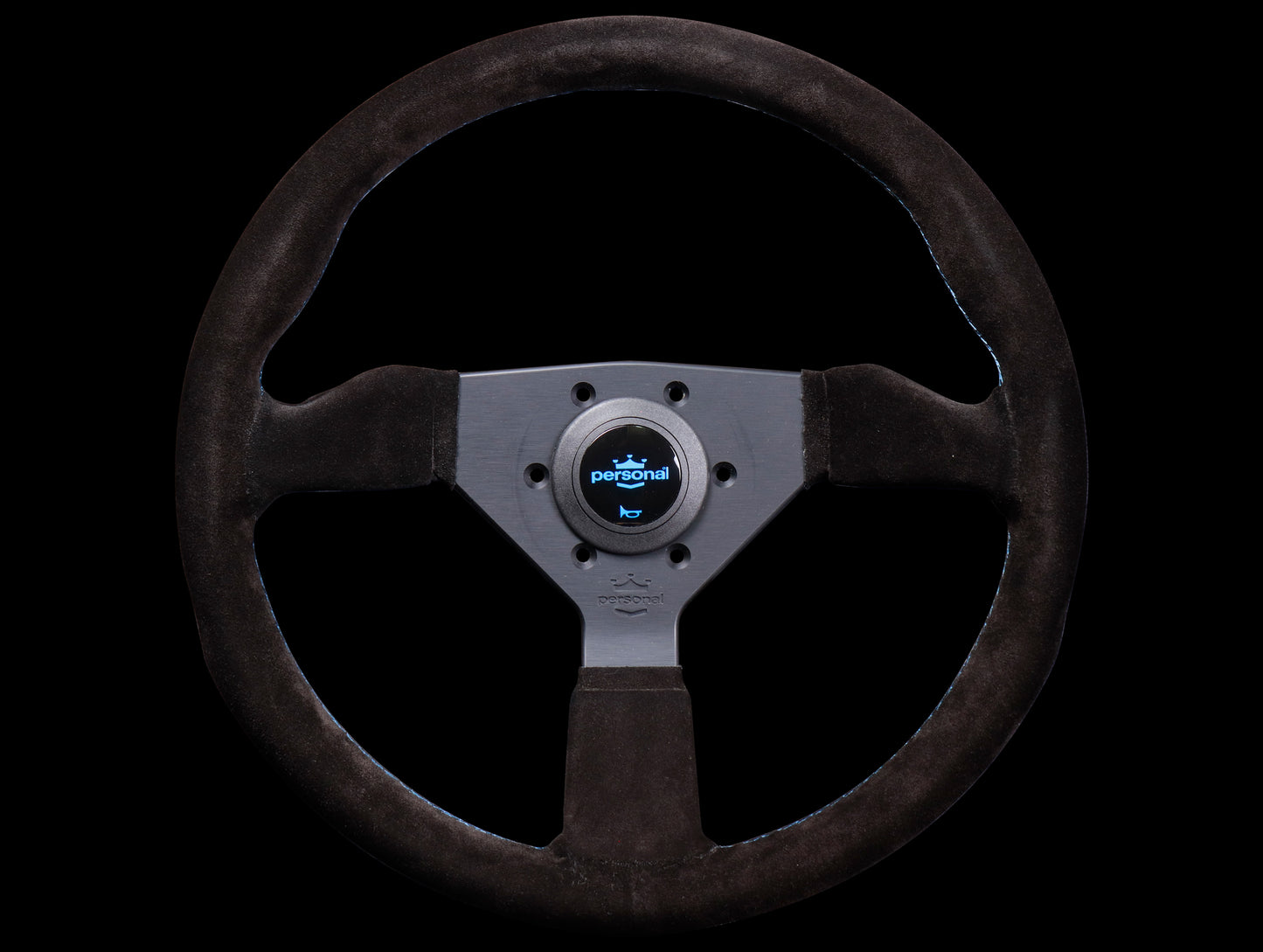 Personal Neo Grinta 350mm Steering Wheel - Black Suede / Blue Stitch (Open Box)