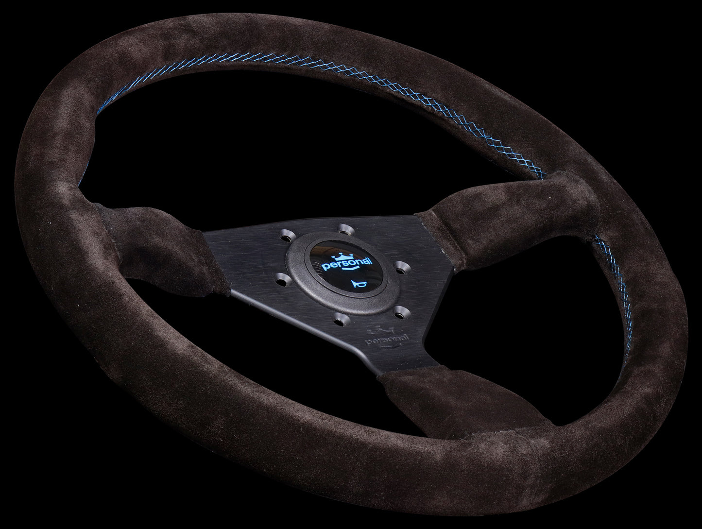 Personal Neo Grinta 350mm Steering Wheel - Black Suede / Blue Stitch (Open Box)