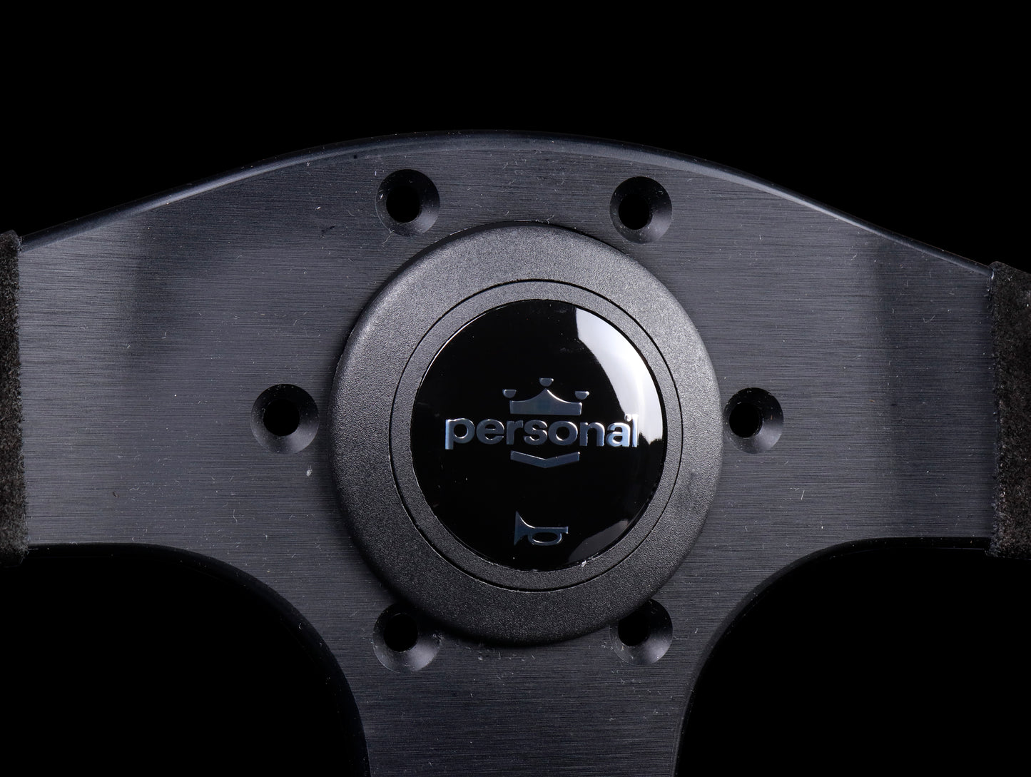 Personal Pole Position 350mm Steering Wheel - Black Leather & Suede / Silver Horn Button