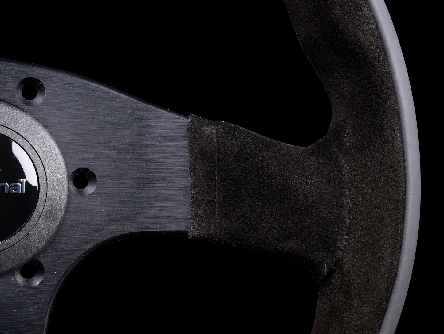 Personal Pole Position 350mm Steering Wheel - Black Leather & Suede / Silver Horn Button