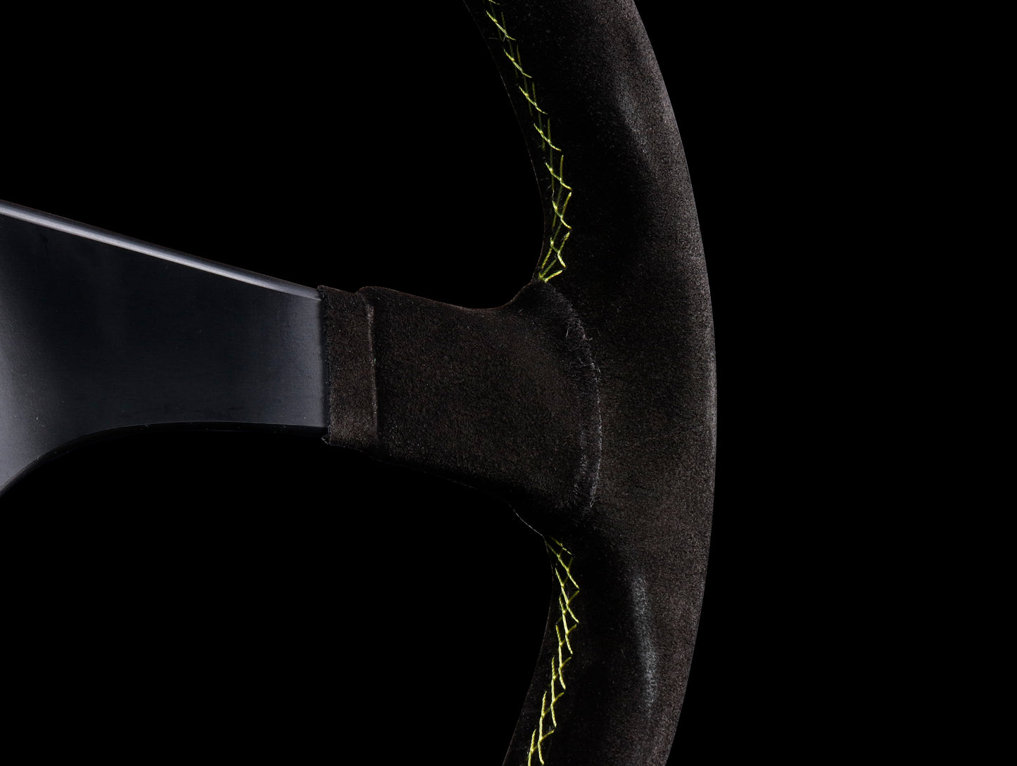 Personal Trophy 350mm Steering Wheel - Black Suede / Yellow Stitch