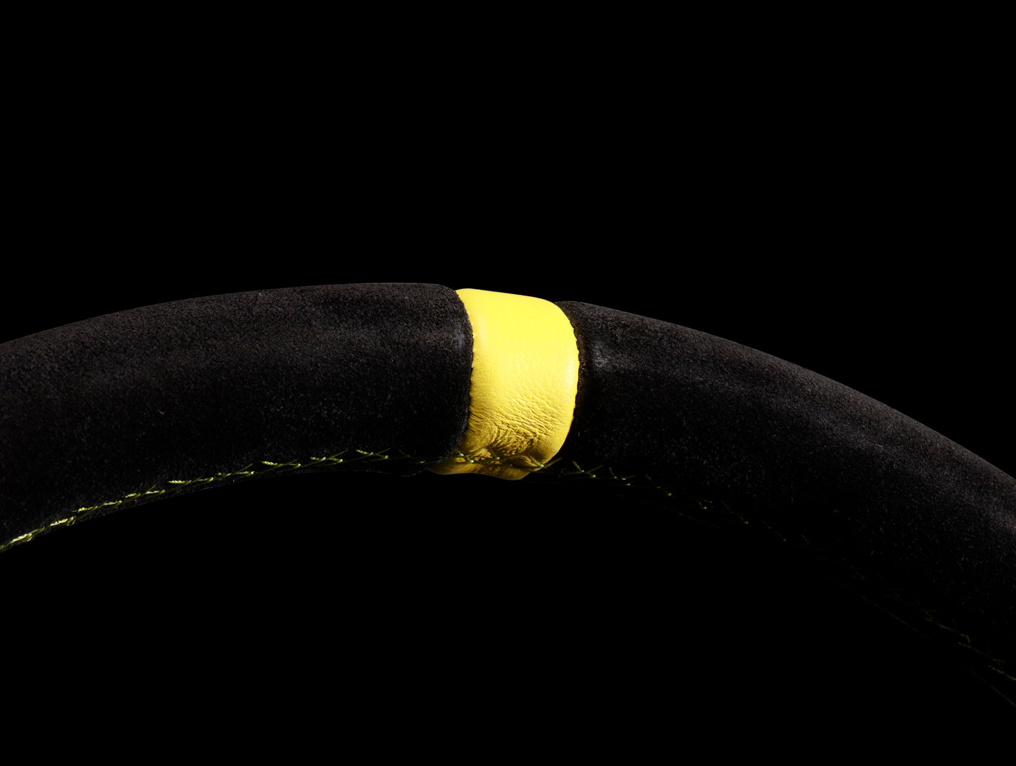 Personal Trophy 350mm Steering Wheel - Black Suede / Yellow Stitch