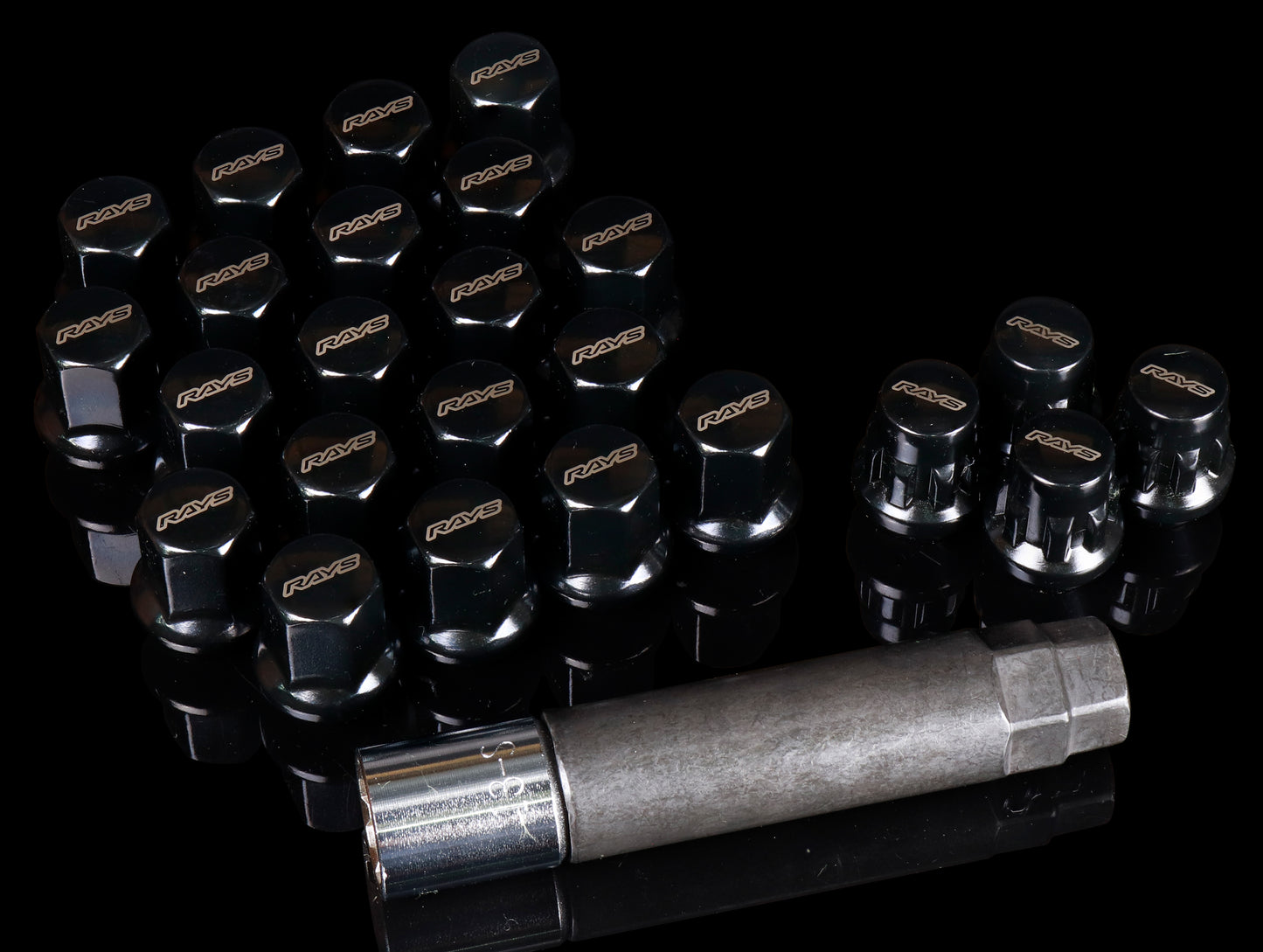 RAYS 17 Hex L31 Lugnut And Lock Set 6H - Black