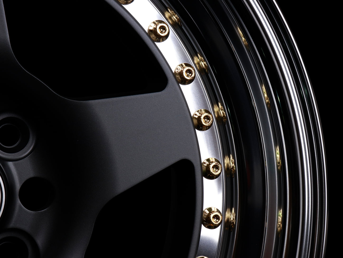 Work Meister CR 01 3-Piece Wheels - Matte Gunmetal w/ Polished Lip + Gold Hardware - 15x8 / 4x100