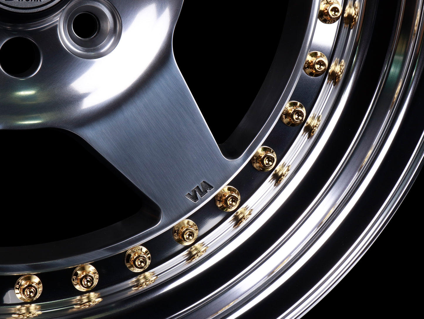 Work Meister CR 01 3-Piece Wheels - Polished w/ Gold Hardware - 16" Wheels