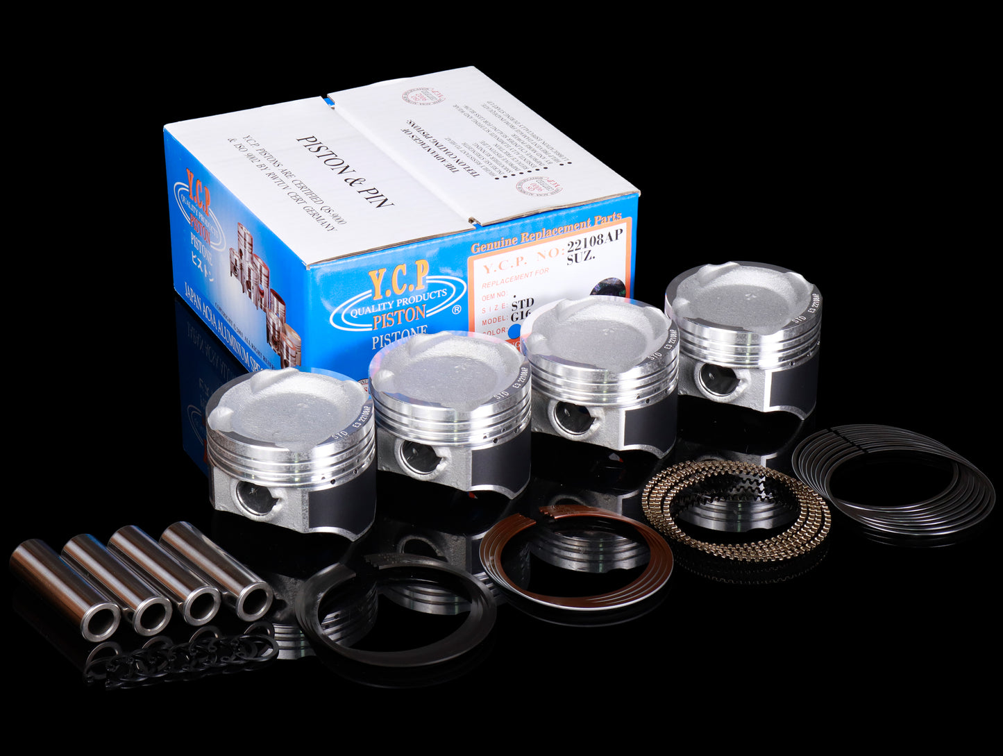 YCP Vitara Pistons with Rings for D15/D16 SOHC Engines Civic