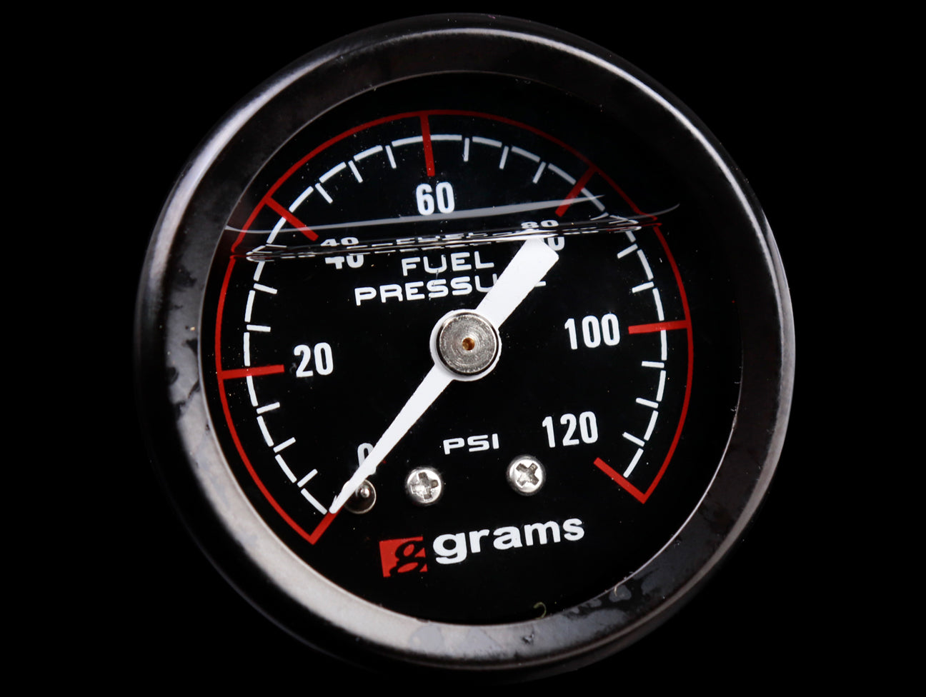 Grams Liquid Filled Fuel Pressure Gauge (Black Face) - 0-30psi / 0-120psi