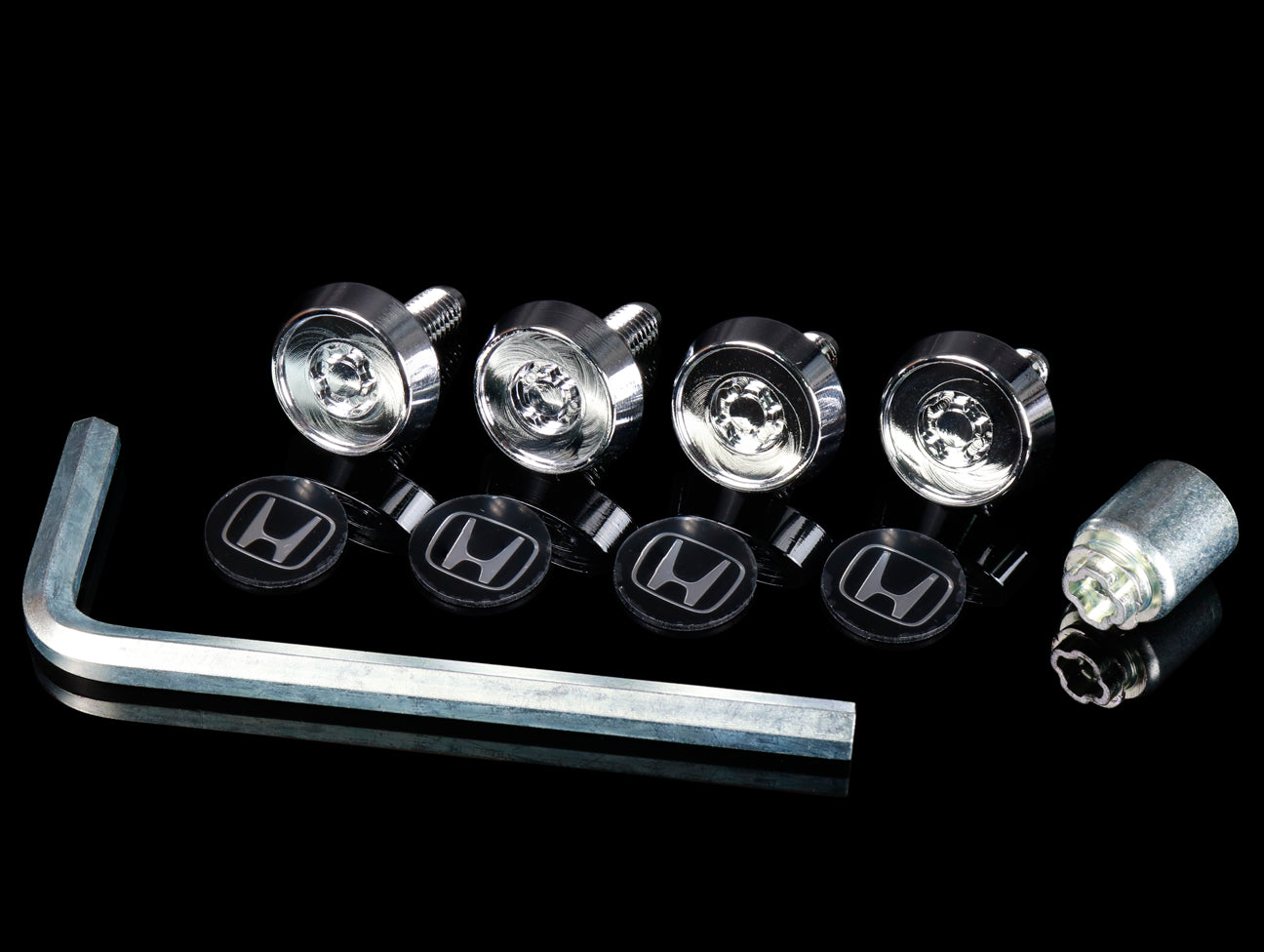 Honda License Plate Security Bolt Set with Logo Sticker