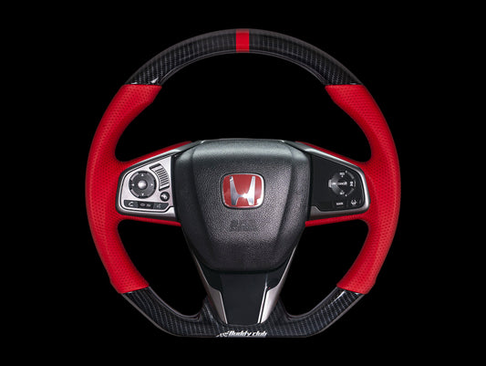 Buddy Club Racing Spec Carbon Red Steering Wheel - 16-21 Civic / 17-21 Civic Type-R FK8