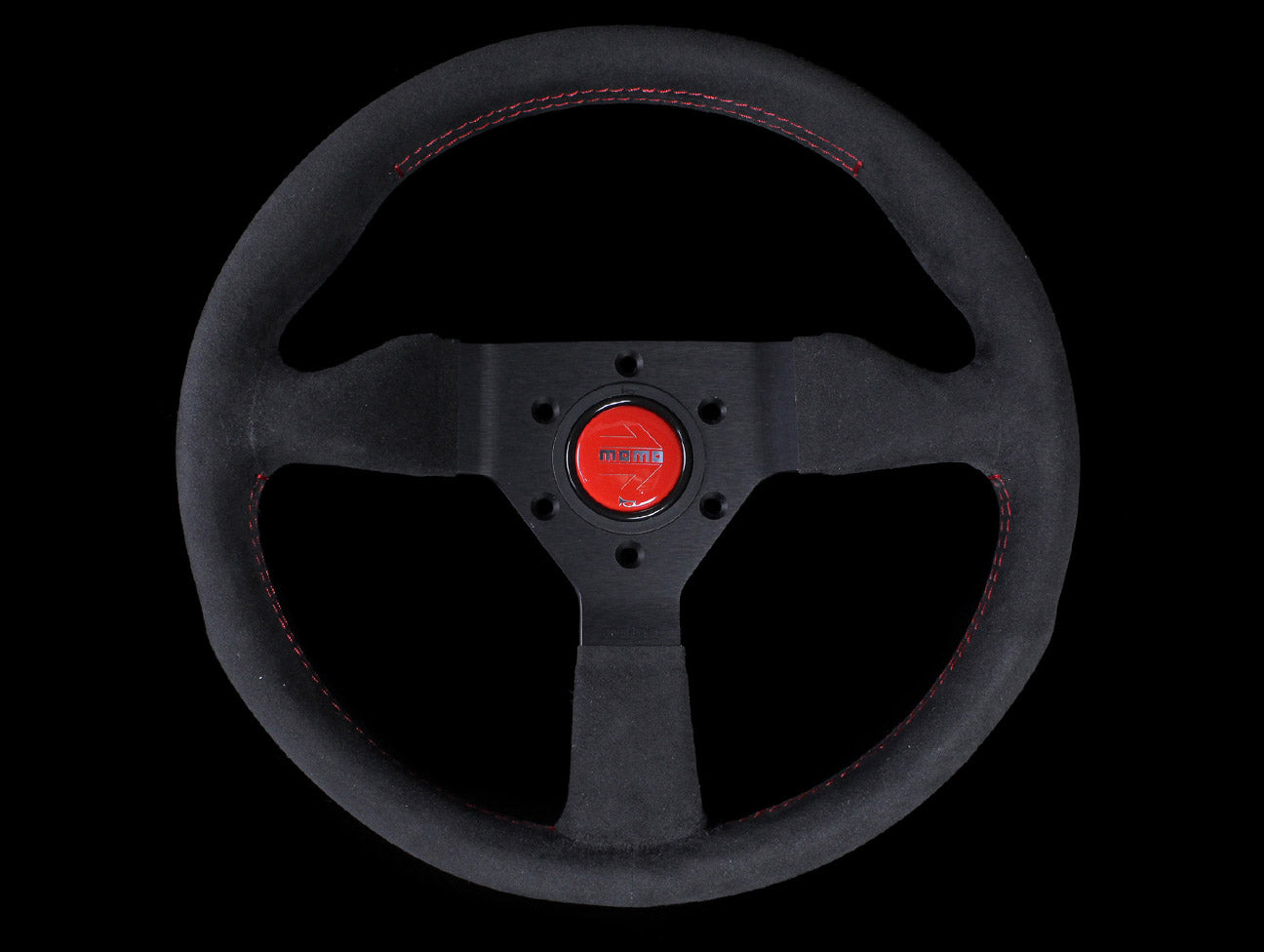 Momo Monte Carlo Steering Wheel - 320mm Black Alcantara Suede w/ Red Stitching