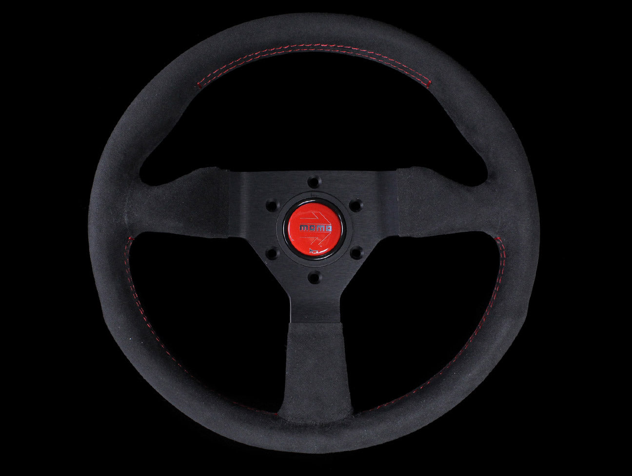 Momo Monte Carlo Steering Wheel - 320mm Black Alcantara Suede w/ Red Stitching