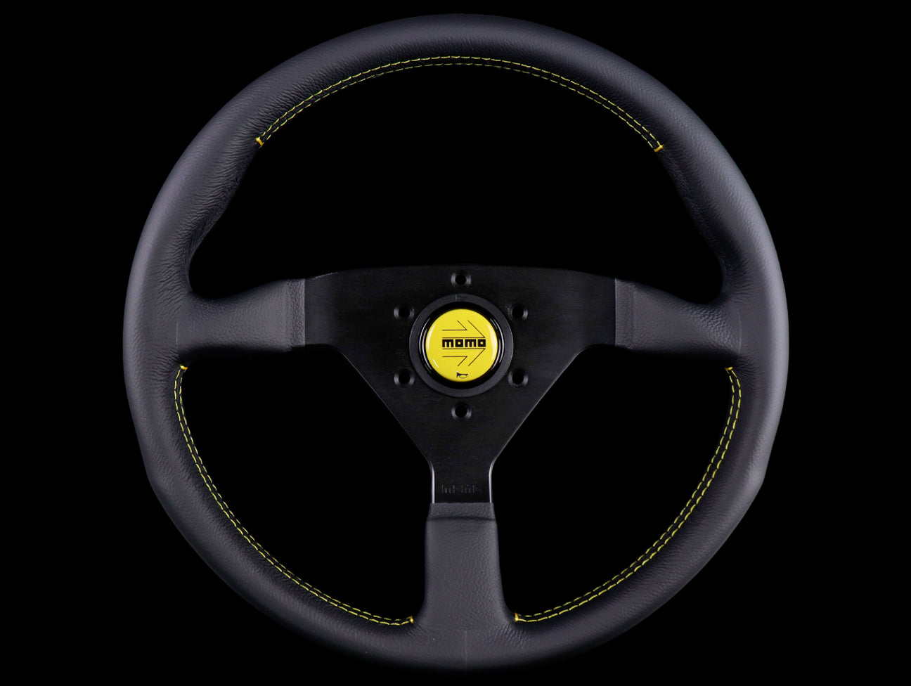 Momo Monte Carlo Steering Wheel - Leather w/ Yellow Stitch