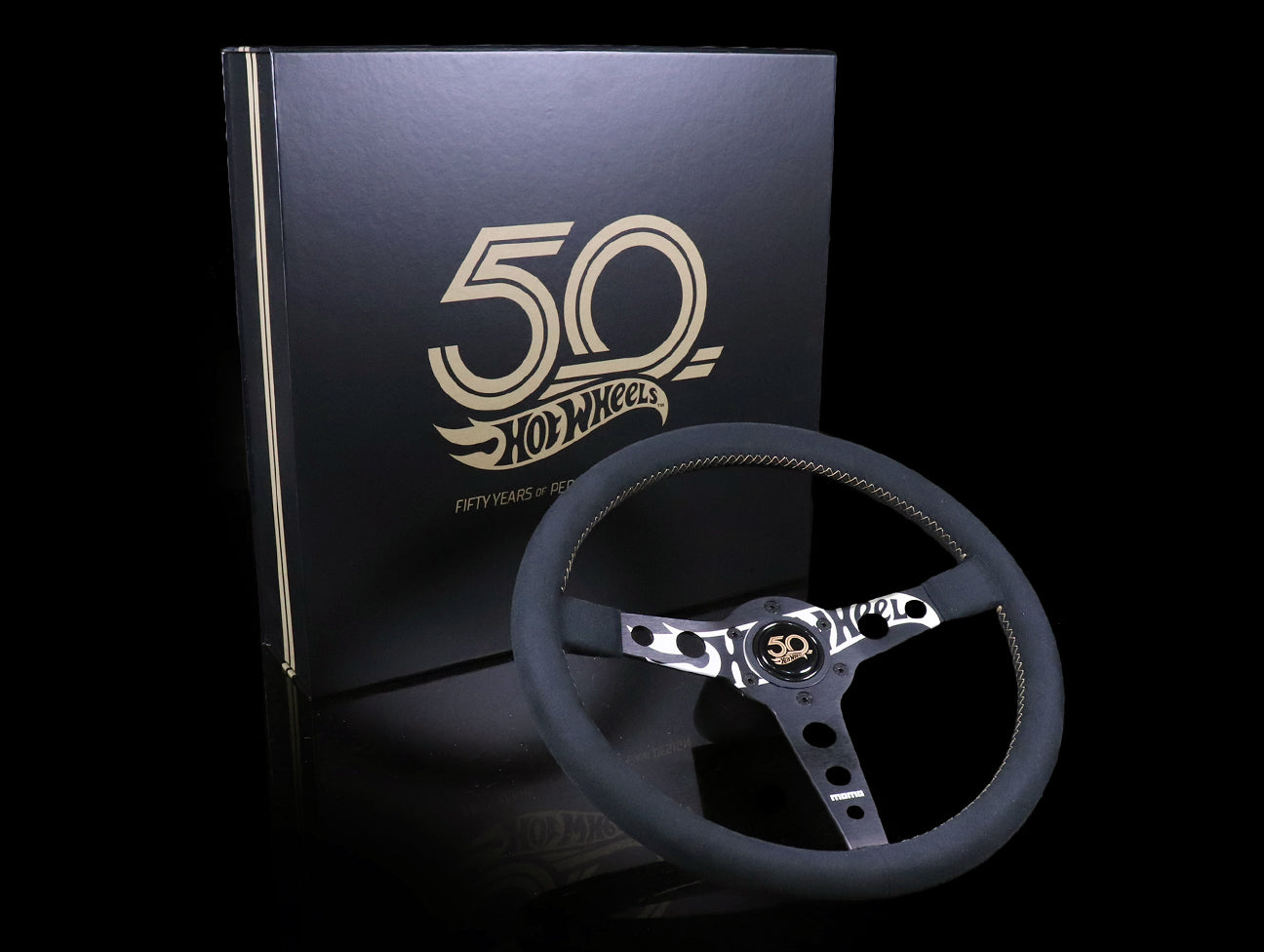 Momo X Hot Wheels Limted Edition Steering Wheel - 350mm Black Alcantara Suede w/ Gold Stitching