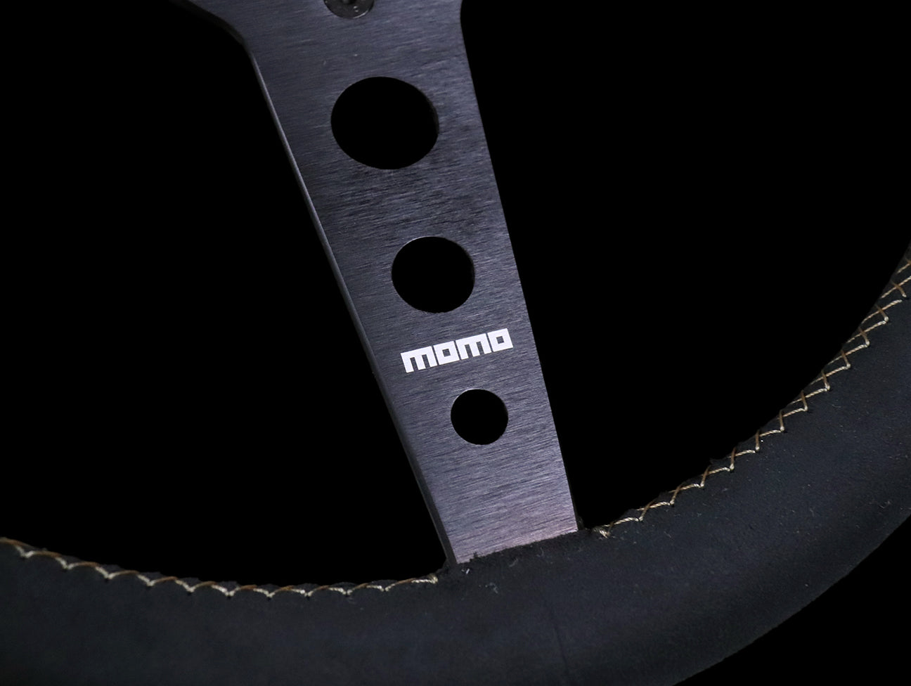 Momo X Hot Wheels Limted Edition Steering Wheel - 350mm Black Alcantara Suede w/ Gold Stitching