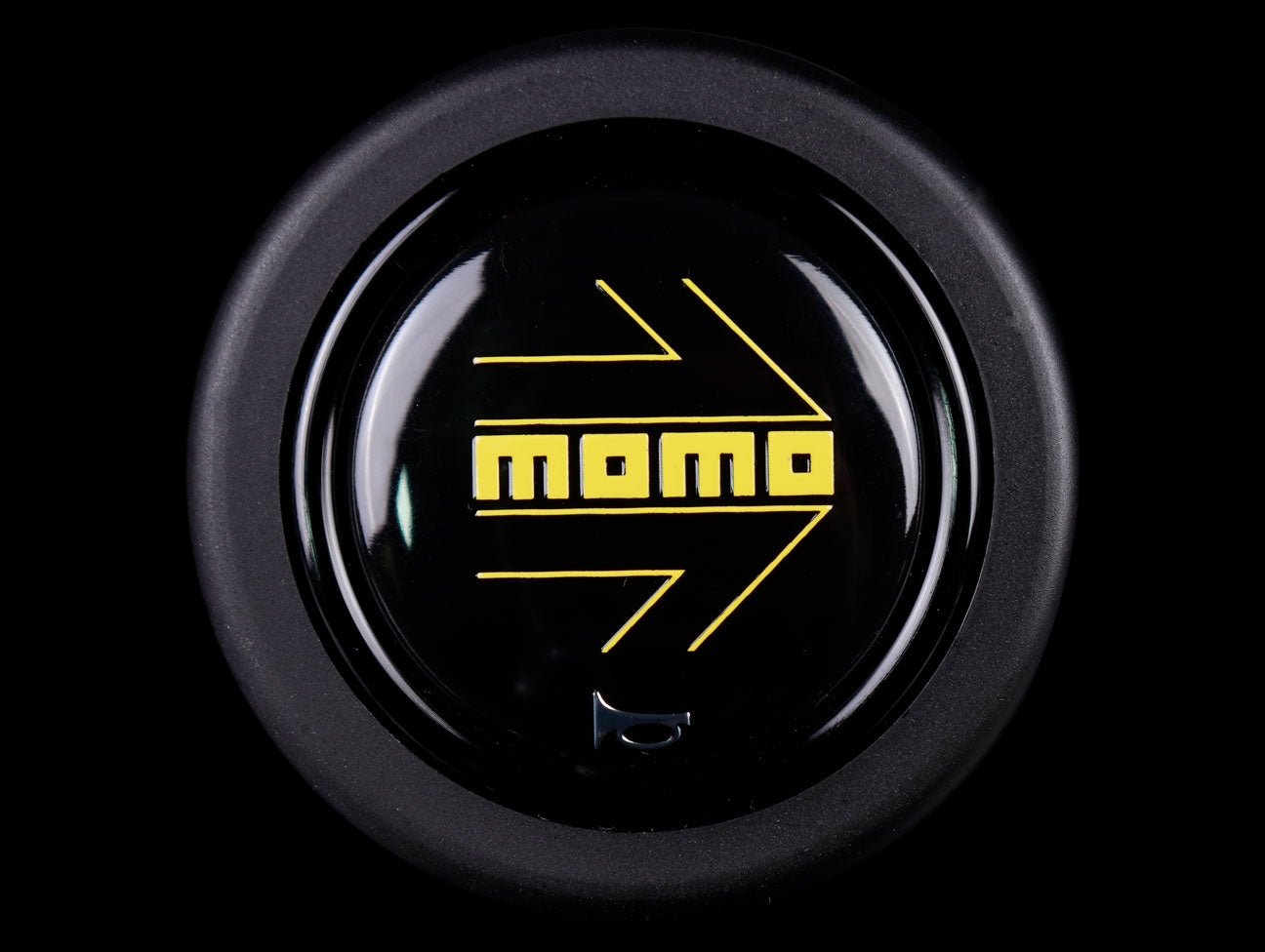 Momo Horn Button - Gloss Black - Yellow Logo