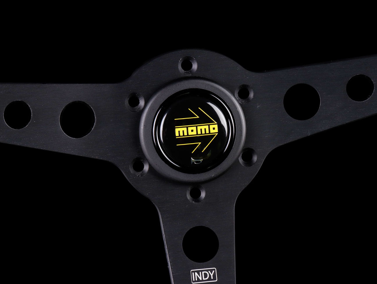 Momo Horn Button - Gloss Black - Yellow Logo