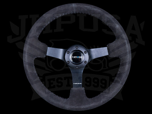 NRG Sport Steering Wheel - 350mm Suede w/ Solid Spoke & Black Stitch