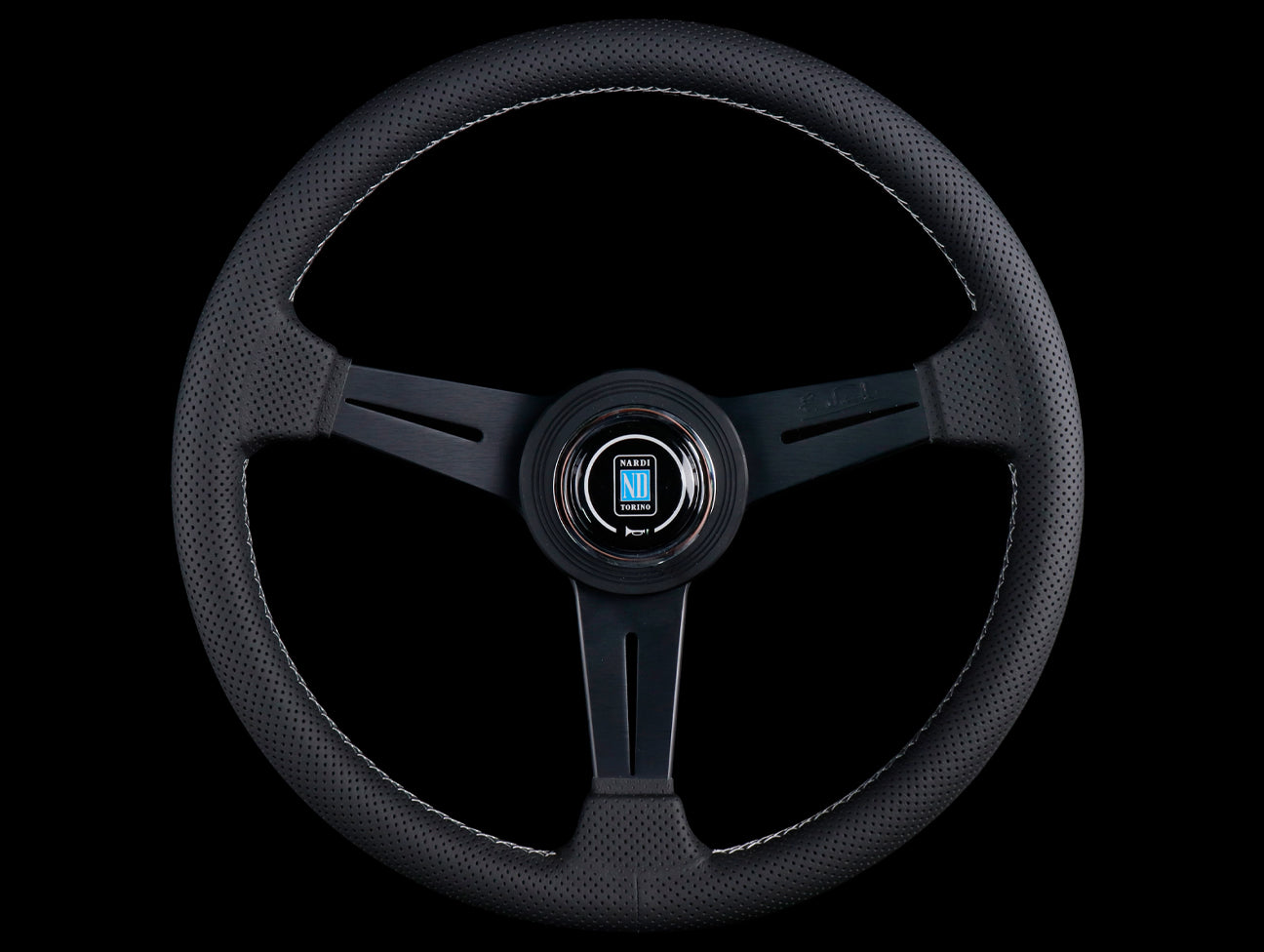 Nardi Classic 340mm Steering Wheel - Black Perforated Leather / Grey Stitch