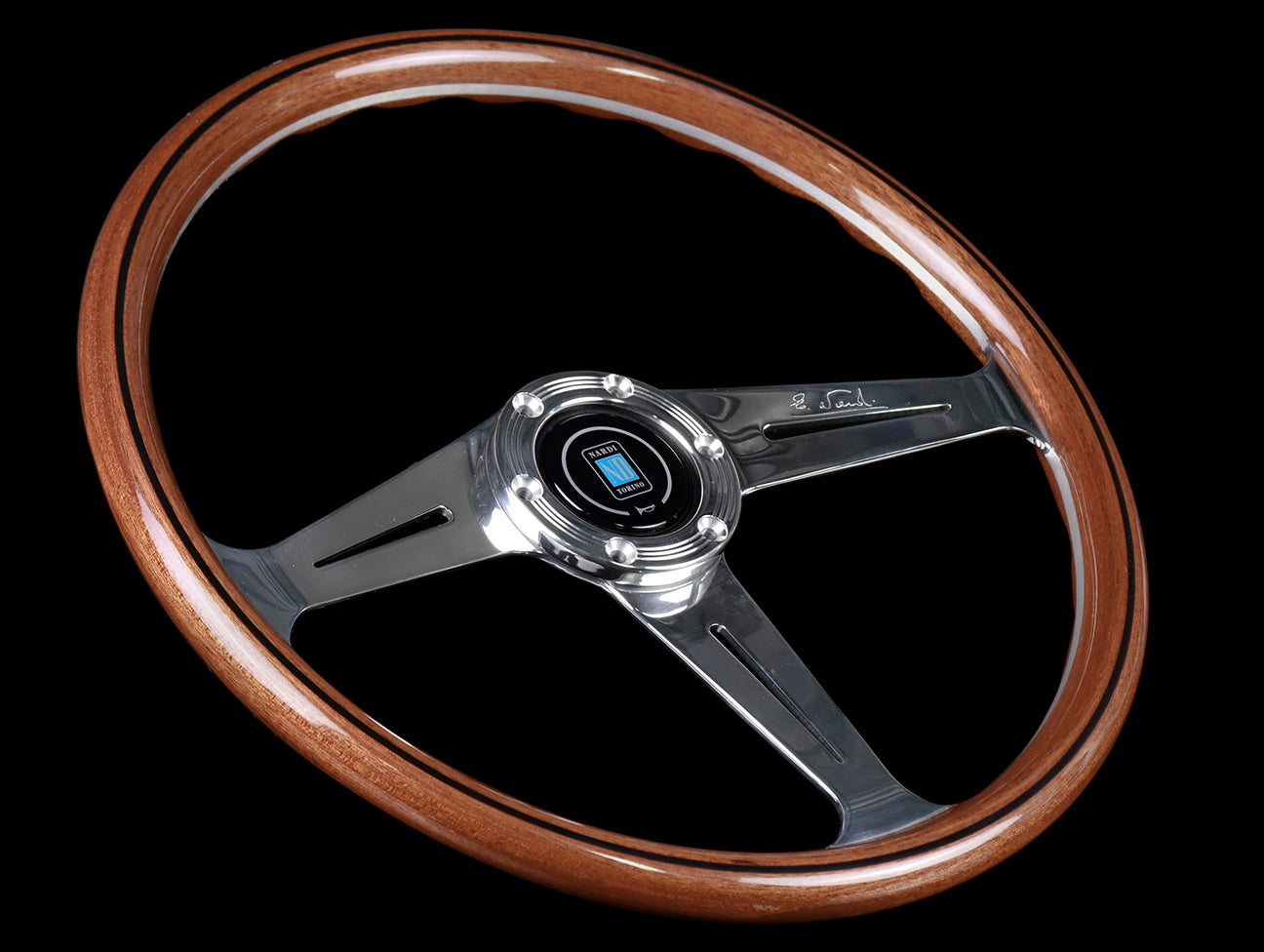 Nardi Classic ND 367 360mm Wood Steering Wheel w/Polished Spokes