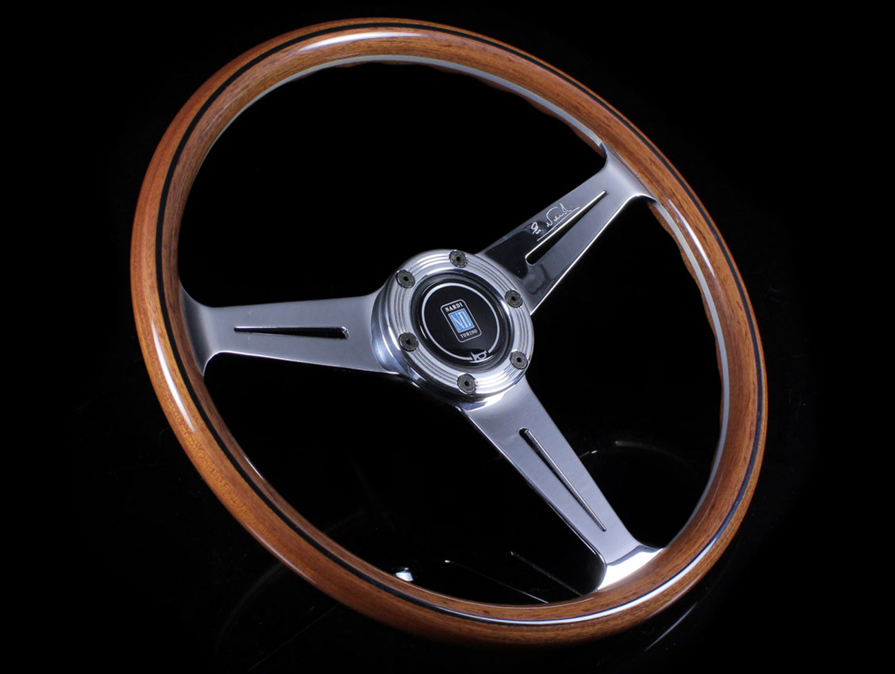 Nardi Classic Wood 360mm Steering Wheel w/ Polished Spokes