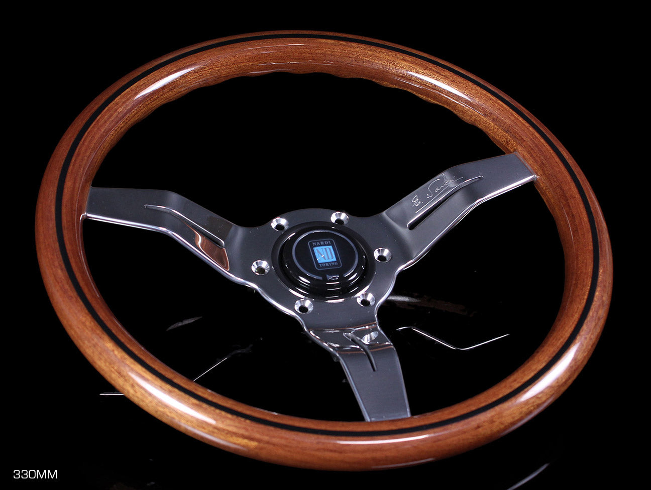 Nardi Classic Wood Deep Corn Steering Wheel w/ Polished Spokes