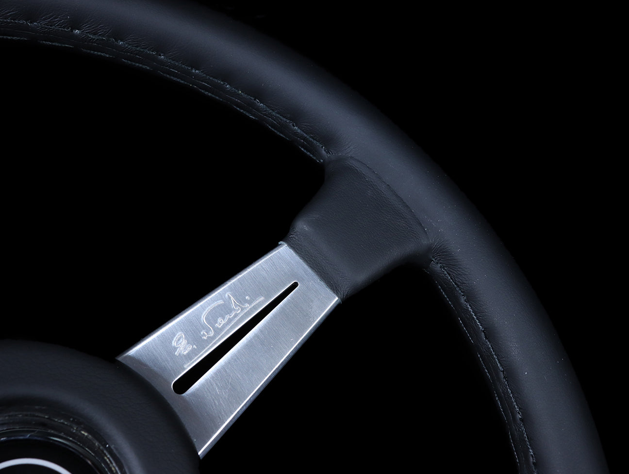 Nardi Classico Satin 365mm Steering Wheel - Black Leather / Satin Silver Spokes / Black Stitch