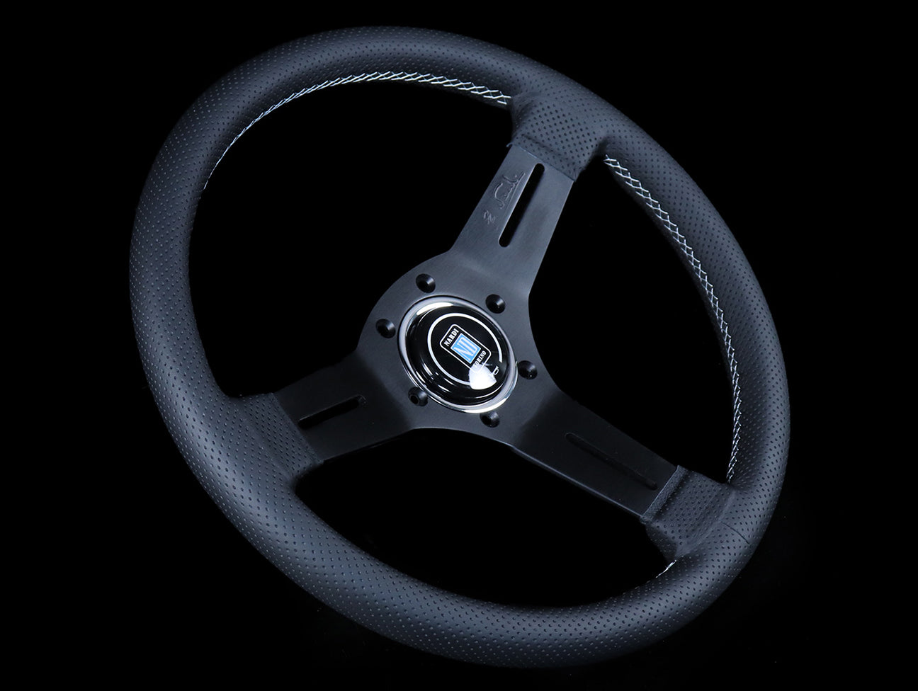 Nardi Competition 330mm Steering Wheel - Black Perforated Leather / Grey Stitch