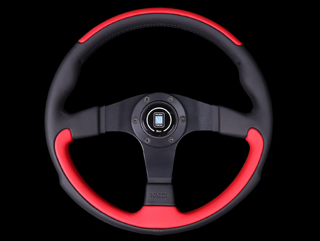 Nardi Leader 350mm Steering Wheel - Black & Red Leather