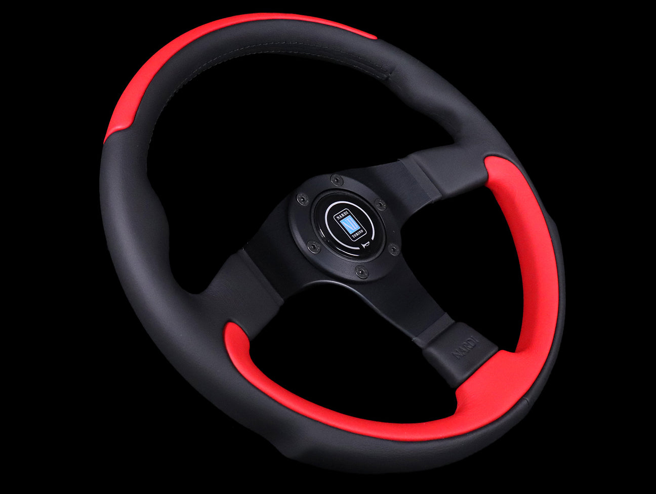 Nardi Leader 350mm Steering Wheel - Black & Red Leather