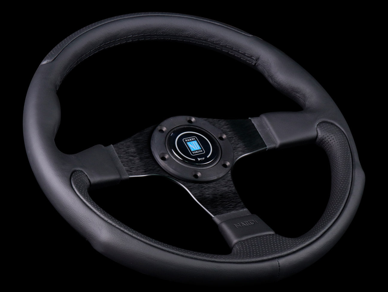 Nardi Leader 350mm Steering Wheel - Black Leather / Black Stitch