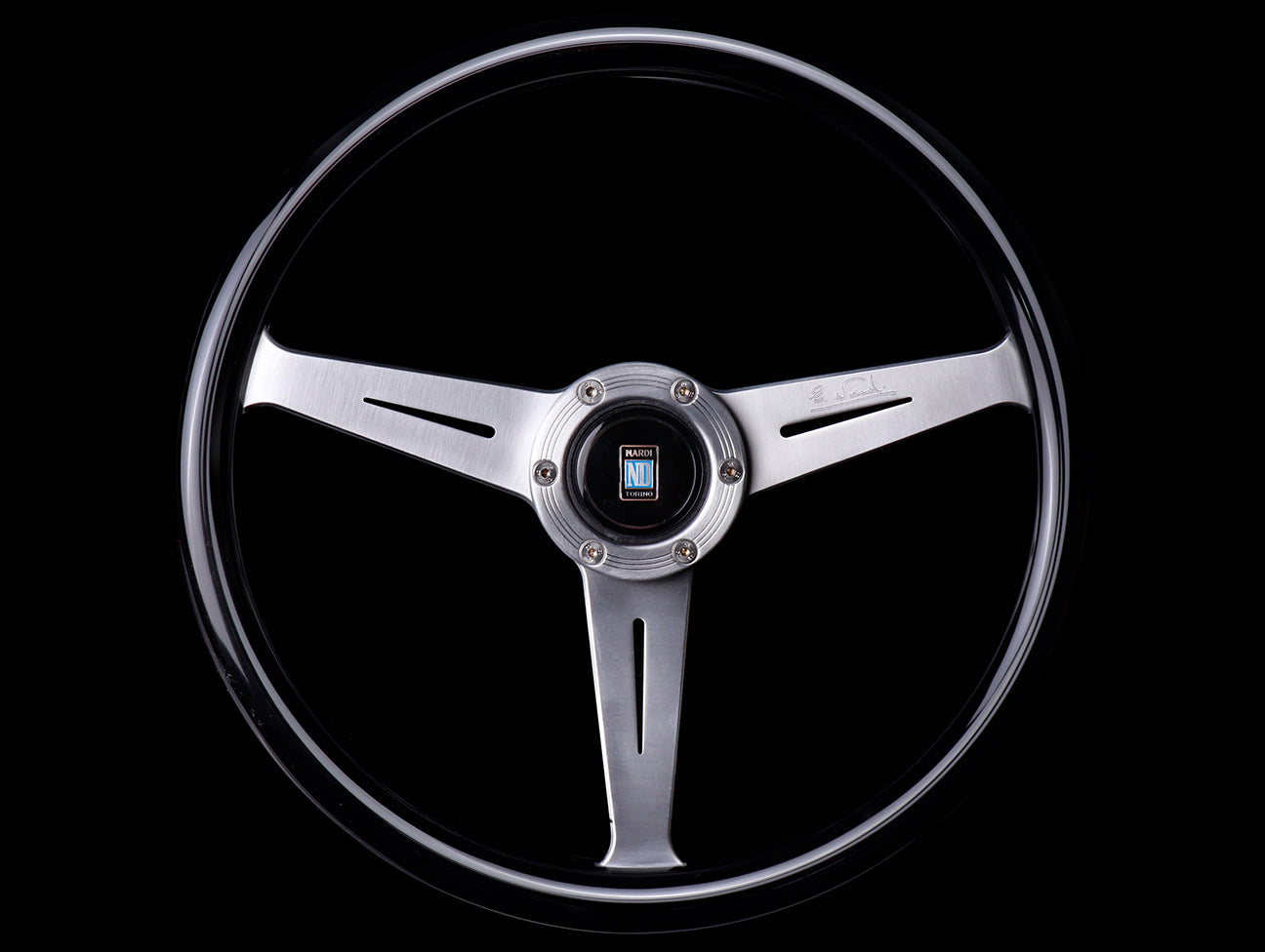Nardi Marine Black 360mm Steering Wheel w/Satin Spokes - JHPUSA