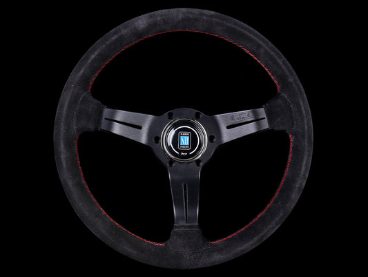 Nardi Sport Rally Deep Corn 330mm Steering Wheel - Black Suede / Red Stitch
