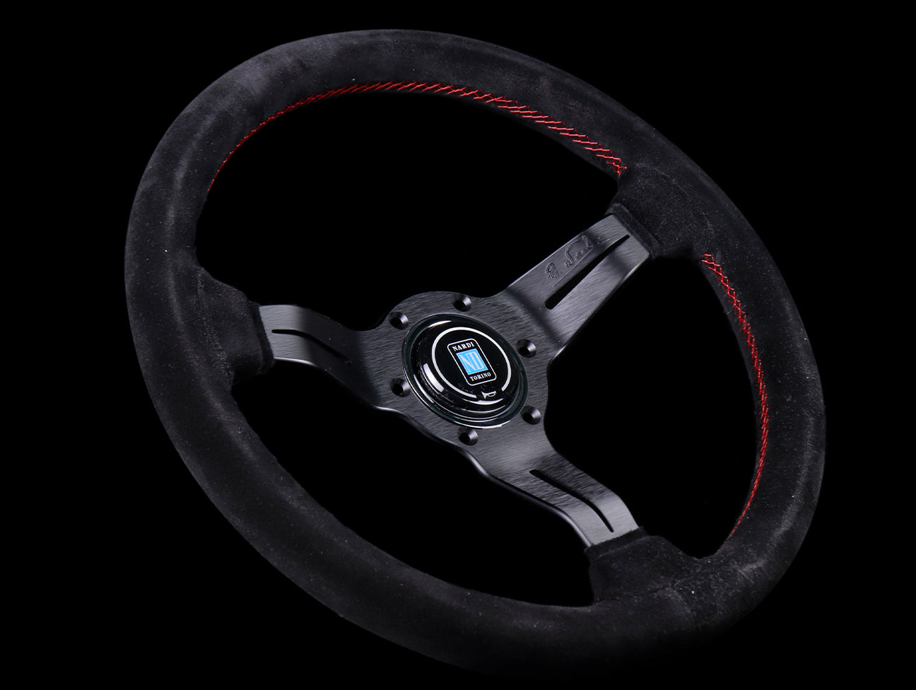 Nardi Sport Rally Deep Corn 330mm Steering Wheel - Black Suede / Red Stitch