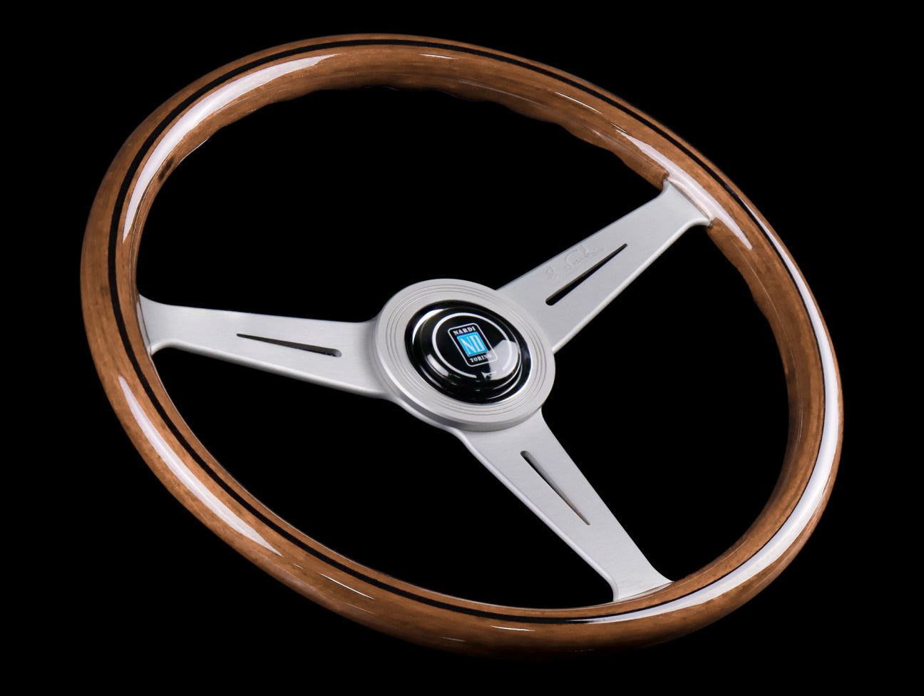 Nardi Classic Wood 360mm Steering Wheel w/ White Anodized Spokes