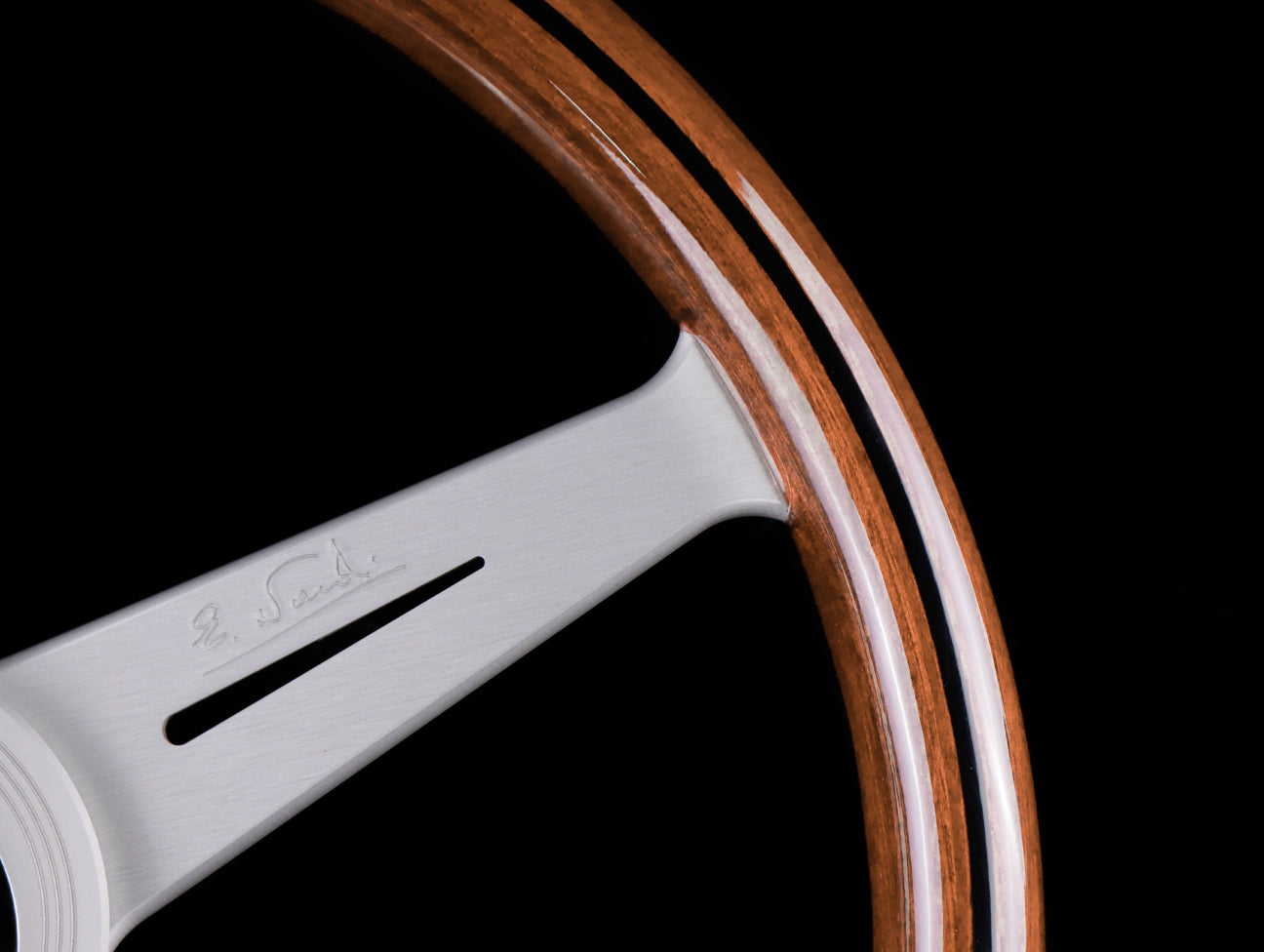 Nardi Classic Wood 360mm Steering Wheel w/ White Anodized Spokes