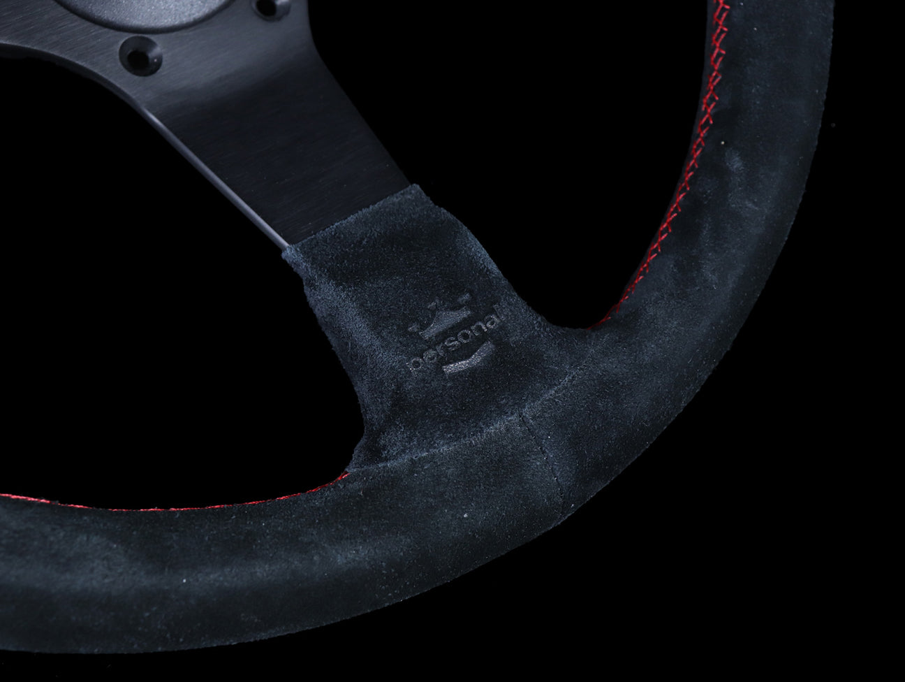 Personal Fitti Corsa 350mm Steering Wheel - Black Suede / Red Stitch