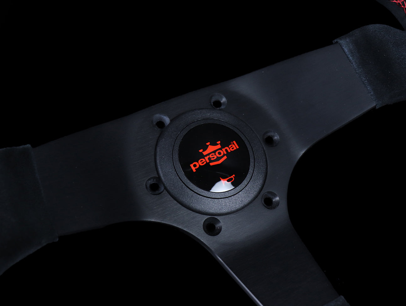 Personal Fitti Corsa 350mm Steering Wheel - Black Suede / Red Stitch