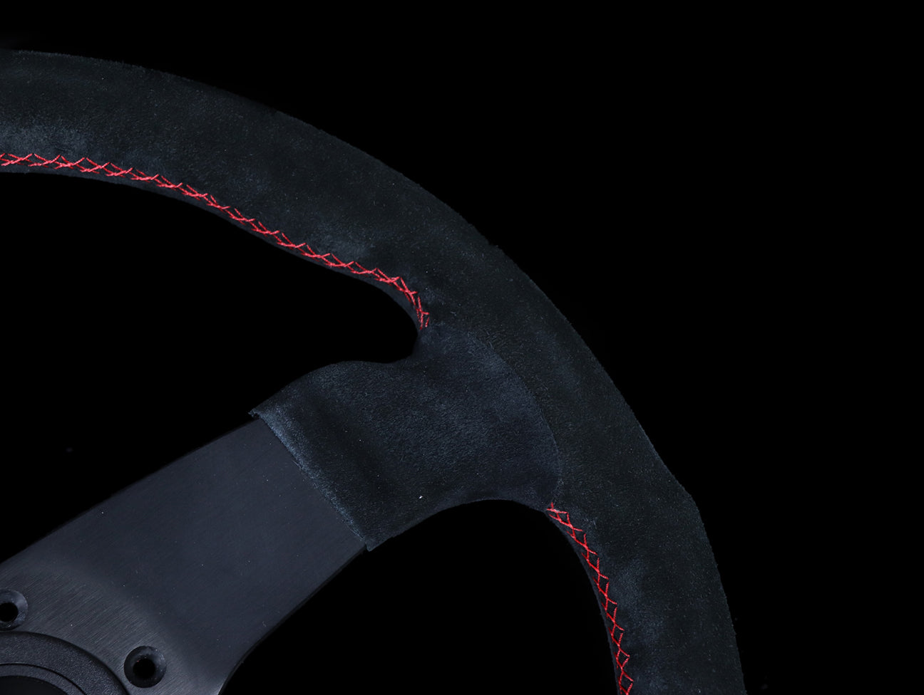 Personal Fitti Corsa 350mm Steering Wheel - Black Suede / Red Stitch