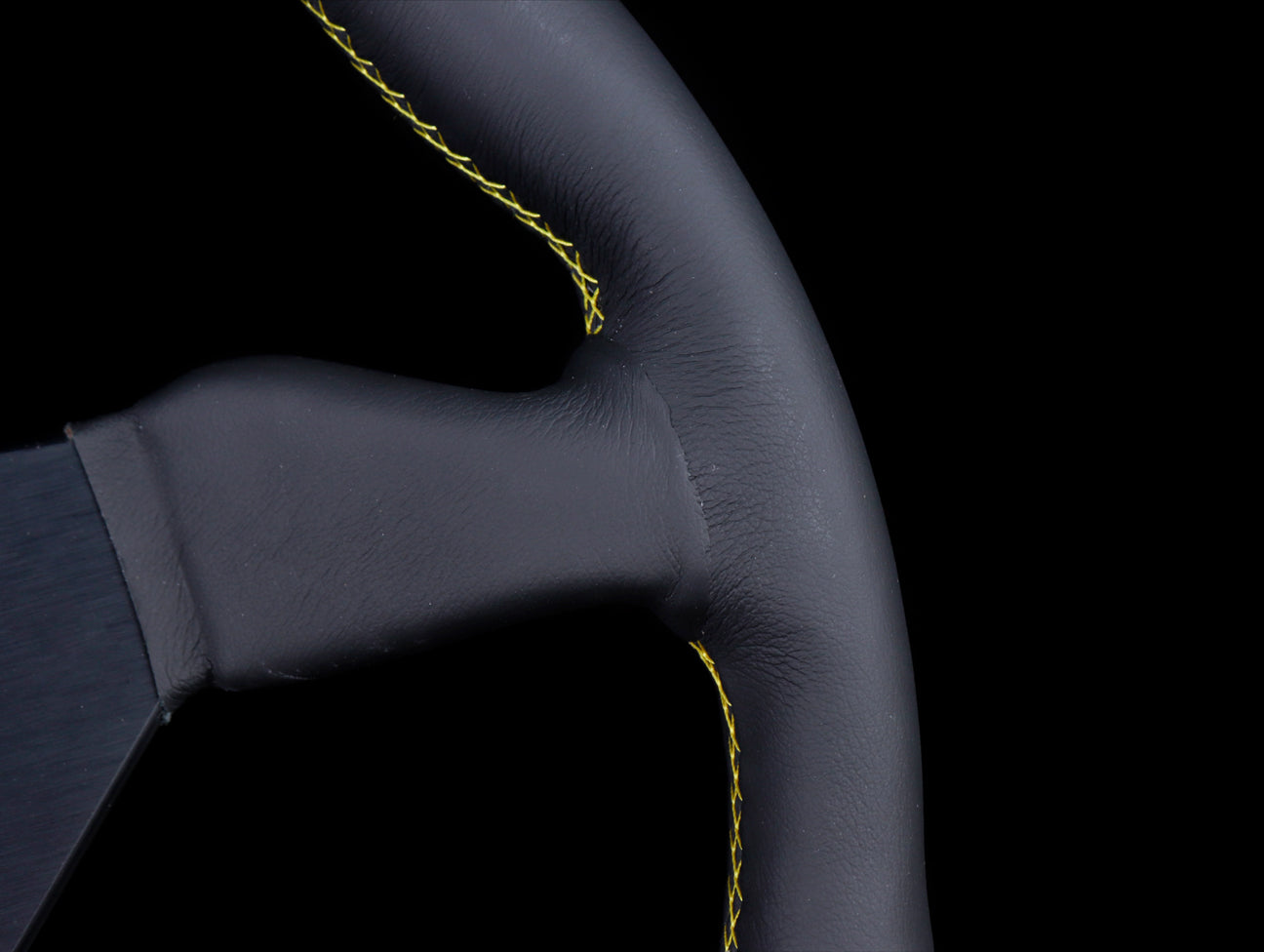Personal Grinta 350mm Steering Wheel - Black Leather / Yellow Stitch