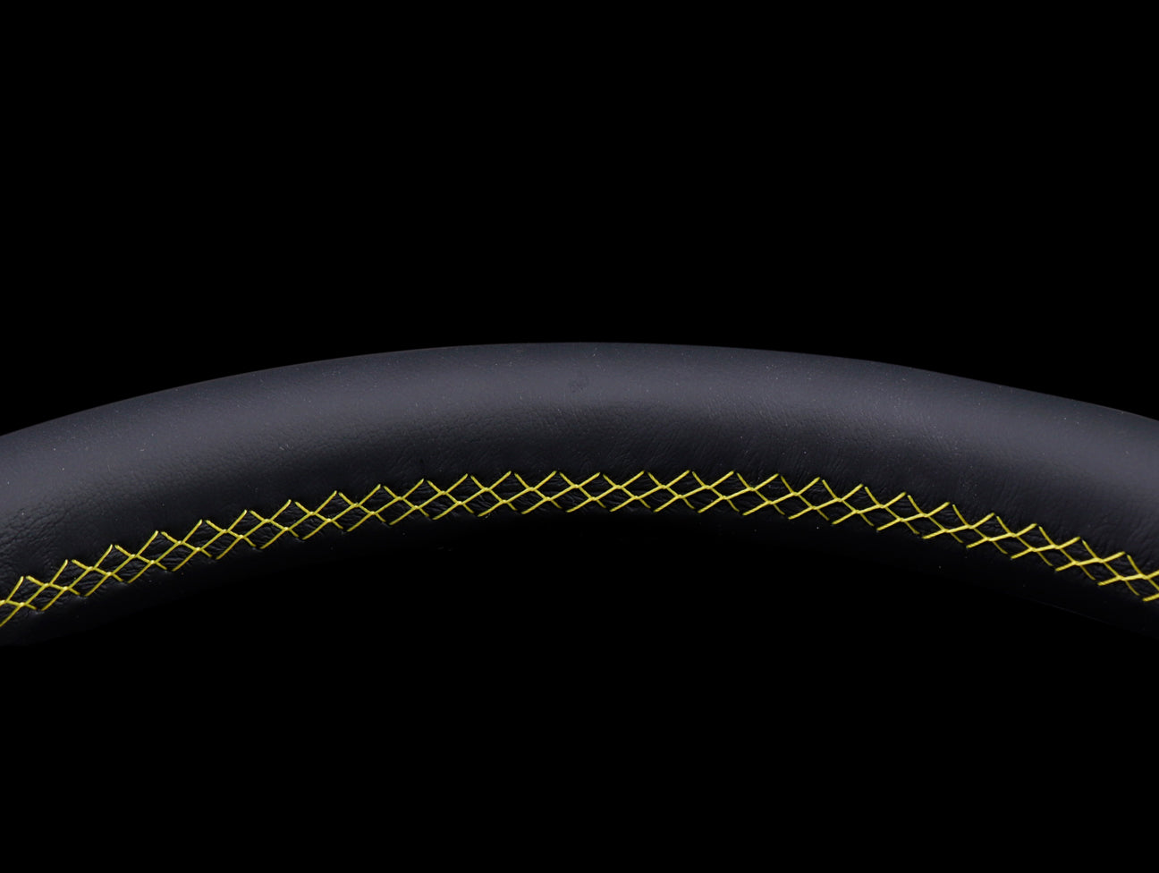 Personal Grinta 350mm Steering Wheel - Black Leather / Yellow Stitch