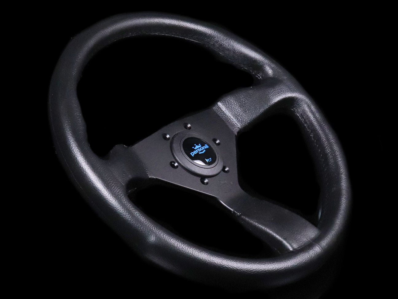 Personal Grinta 350mm Steering Wheel - Black Polyurethane / Blue Horn Button