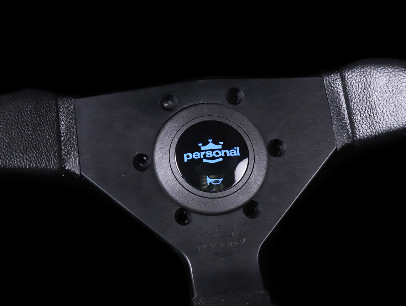 Personal Grinta 350mm Steering Wheel - Black Polyurethane / Blue Horn Button