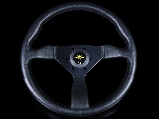 Personal Grinta 350mm Steering Wheel - Black Polyurethane /  Yellow Horn Button